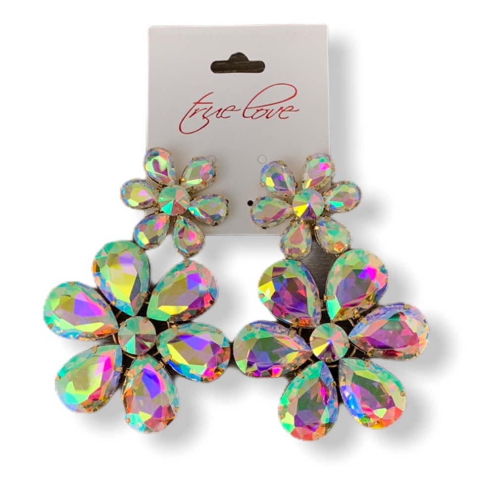 GEM Statement Flower Earrings